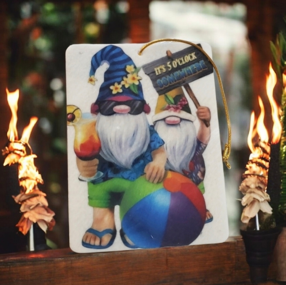 Beach Gnomes It's 5 O'Clock Somewhere  Car Air Freshener